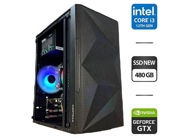 Игровой ПК ProLogix E113 Black With Window Tower / Intel Core i3-12100F (4 (8) ядер по 3.3 - 4.3 GHz) / 16 GB DDR4 /...