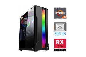 Игровой ПК Tower / AMD Ryzen 5 4500 (6 (12) ядер по 3.6 - 4.1 GHz) NEW / 16 GB DDR4 NEW / 500 GB SSD NEW / AMD Radeon...