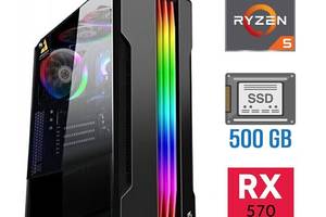 Игровой ПК Tower / AMD Ryzen 5 4500 (6 (12) ядер по 3.6 - 4.1 GHz) / 16 GB DDR4 / 500 GB SSD / AMD Radeon RX 570, 4 G...