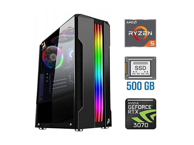 Игровой ПК Tower / AMD Ryzen 5 5500 (6 (12) ядер по 3.6 - 4.2 GHz) NEW / 16 GB DDR4 NEW / 500 GB SSD NEW / nVidia GeF...