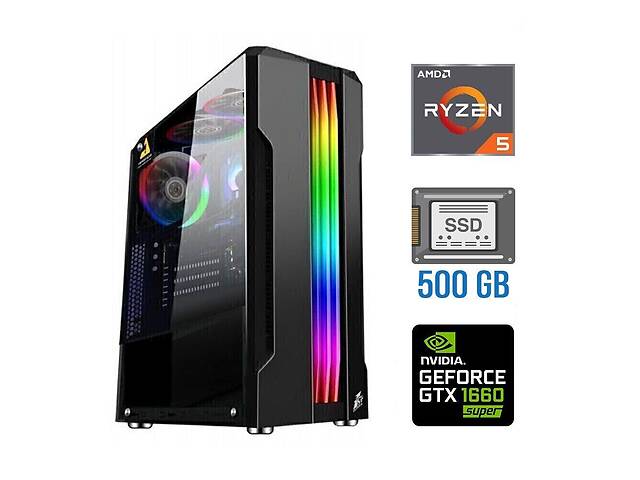 Игровой ПК Tower / AMD Ryzen 5 5500 (6 (12) ядер по 3.6 - 4.2 GHz) NEW / 16 GB DDR4 NEW / 500 GB SSD NEW / nVidia GeF...