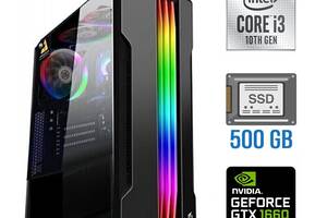 Игровой ПК Tower / Intel Core i3-10100F (4 (8) ядра по 3.6 - 4.3 GHz) / 16 GB DDR4 / 500 GB SSD / nVidia GeForce GTX...