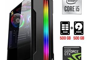 Игровой ПК Tower / Intel Core i5-10400F (6 (12) ядер по 2.9 - 4.3 GHz) / 16 GB DDR4 / 500 GB SSD + 500 GB HDD / nVidi...