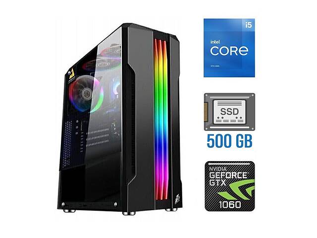 Игровой ПК Tower / Intel Core i5-11400F (6 (12) ядер по 2.6 - 4.4 GHz) / 16 GB DDR4 / 500 GB SSD / nVidia GeForce GTX...