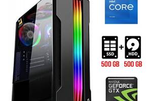 Игровой ПК Tower / Intel Core i5-11400F (6 (12) ядер по 2.6 - 4.4 GHz) / 16 GB DDR4 / 500 GB SSD + 500 GB HDD / nVidi...