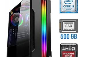 Игровой ПК Tower / Intel Core i5-6400 (4 ядра по 2.7 - 3.3 GHz) / 16 GB DDR4 / 500 GB SSD NEW / AMD Radeon RX 580, 8...