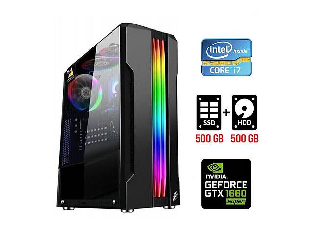 Игровой ПК Tower / Intel Core i7-2600 (4 (8) ядра по 3.4 - 3.8 GHz) / 16 GB DDR3 / 500 GB SSD NEW + 500 GB HDD / nVid...