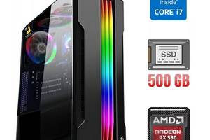 Игровой ПК Tower / Intel Core i7-4770 (4 (8) ядра по 3.4 - 3.9 GHz) / 8 GB DDR3 / 500 GB SSD NEW / AMD Radeon RX 580...