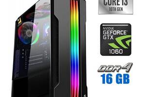 Игровой ПК Tower / Intel Core i3-10100F (4 (8) ядра по 3.6 - 4.3 GHz) / 16 GB DDR4 / 240 GB SSD / nVidia GeForce GTX...