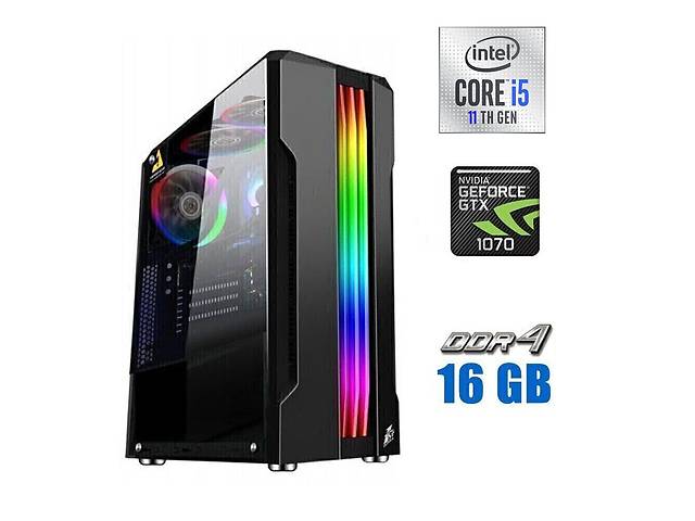 Игровой ПК Tower NEW / Intel Core i5-11400F (6 (12) ядер по 2.6 - 4.4 GHz) NEW / 16 GB DDR4 NEW / 480 GB SSD NEW + 50...