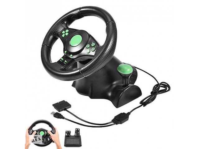 Игровой руль с педалями BSM 3в1 vibration steering wheel для PS3/PS2/PC
