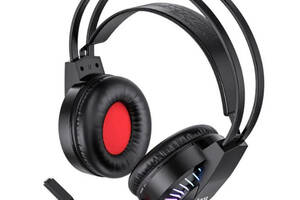 Игровые геймерские наушники Hoco Gaming W105 с микрофоном и LED RGB подсветкой красные