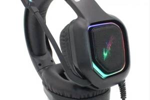 Игровые наушники с микрофоном CYBERPUNK CP-007 с RGB подсветкой Чёрные