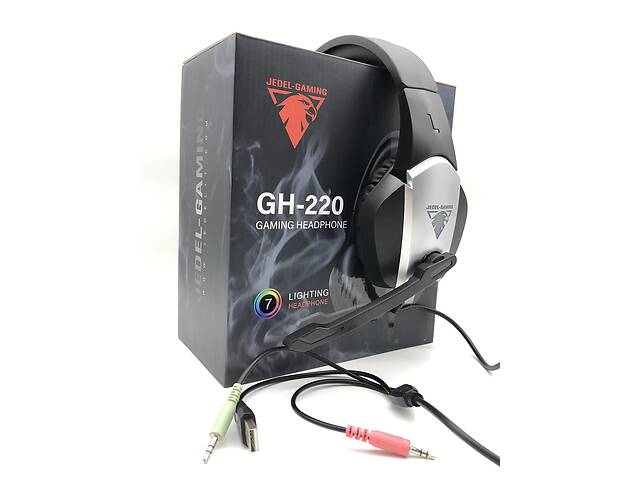 Игровые проводные наушники JEDEL со светодиодной подсветкой и микрофоном GH220 GAMING led