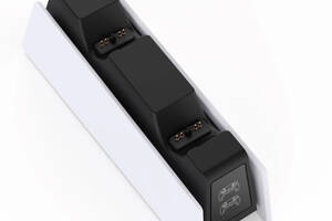 Зарядка для джойстика BebonCool для PlayStation 5 PS 5 DualSense Dualsense Edge на 2 геймпада с LED RGB Белый
