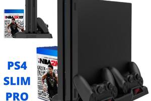 Зарядная док-станция XPRO PSCharger Dobe для PS Playstation 4 / PS4 SLIM / PRO с 2мя вентиляторами и зарядкой для 2-х...