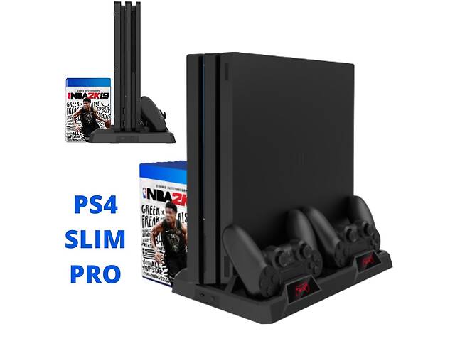 Зарядная док-станция XPRO PSCharger Dobe для PS Playstation 4 / PS4 SLIM / PRO с 2мя вентиляторами и зарядкой для 2-х...