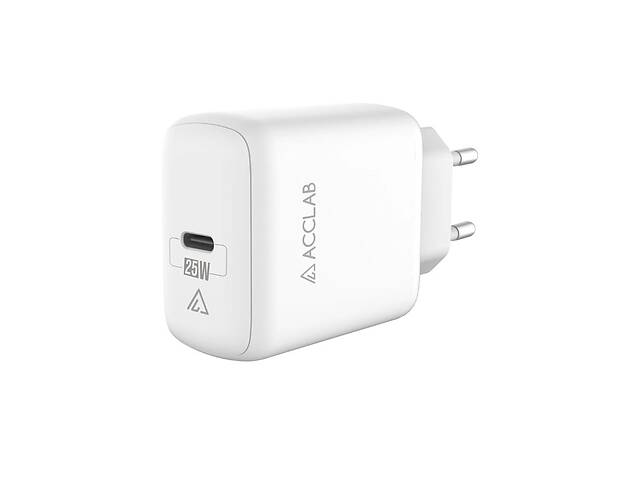 Зарядное устройство AccLab AL-TC125 1хType-C 5В/3A/25W QC/PD 3.0 White (1283126538841)