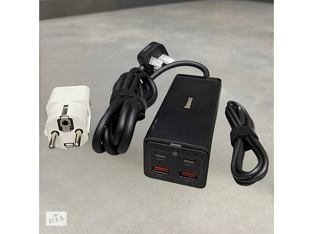 Зарядное устройство Baseus GaN3 Pro Desktop Powerstrip, 100 Вт (2500 Вт), 2xUSB-A + 2xType-C + 2х220В, QC, PD