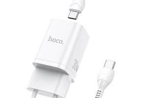 Зарядное устройство с кабелем Hoco N13 Type-C PD 30W и USB-A QC 18W EU Type C на на Type C QC3.0 / 2.0 FCP SCP AFC Белый
