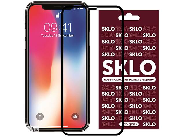 Защитное стекло SKLO 3D full glue для iPhone XS Max 6.5 Черный 883312