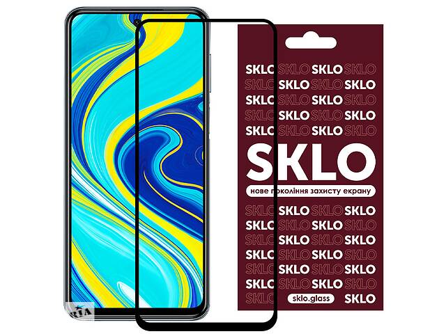 Защитное стекло SKLO 3D full glue для Xiaomi Redmi Note 9S Черный 883316