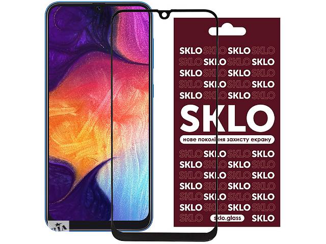 Защитное стекло SKLO 3D full glue Samsung A20 / A30 / A30s / A50/A50s/M30 /M30s/M31/M21/M21s Черный