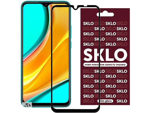 Защитное стекло SKLO 3D full glue Xiaomi Redmi 9 / Poco M3 / Redmi 9T Черный
