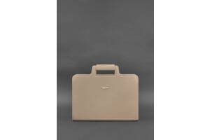 Женская кожаная сумка для ноутбука и документов светло-бежевая BlankNote