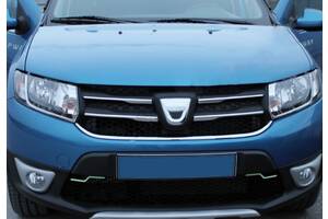 Накладки на решетку `вариант 1` (4 шт, нерж.) для Dacia Sandero 2013-2020 гг.