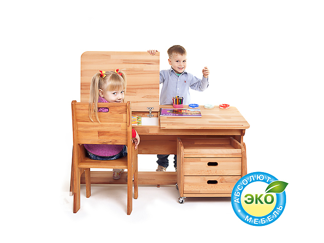 Детская парта растишка стол трансформер Абсолют Школярик (с ящичным блоком и пеналом) С-885+ЯБ-03