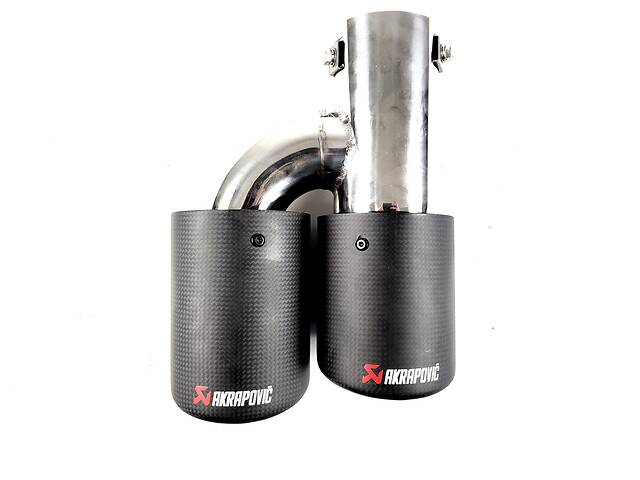 Двойные насадки на выхлопные трубы AKRAPOVIC 63mm ( Матовый Карбон )