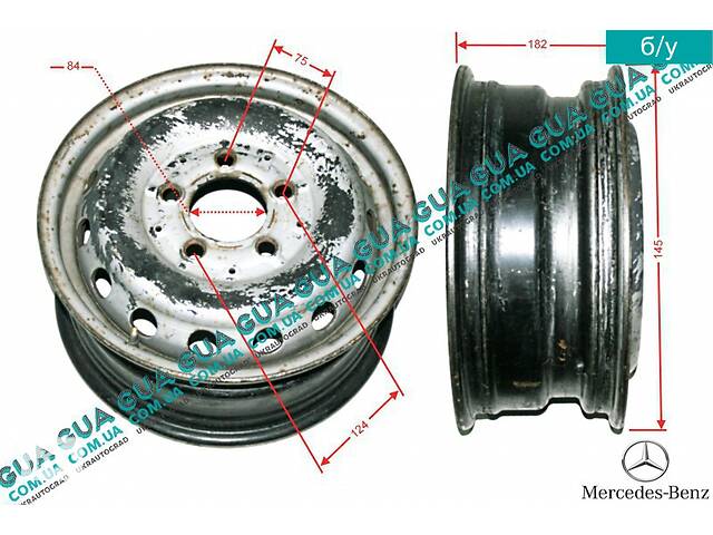 Диск колесный R15 6Jx15H2 металлический ( стальной / железный ) 9034010802 Mercedes / МЕРСЕДЕС SPRINTER 1995-2000 / С...