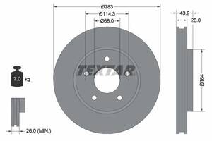 Диск тормозной (передний) Nissan Leaf 10- (283x28) PRO - Новое