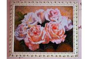 Ексклюзивна картина вишита бісером 'Букет троянд'