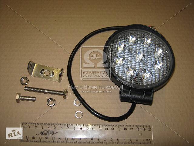 Фара LED круглая 27W, 9 ламп, 110 * 128мм, 1800Lm широкий луч 12 / 24V 6000K (ТМ JUBANA)