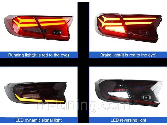 Фонари Honda Accord 10 (2018+) тюнинг led оптика (красные) V2 - Фото 2