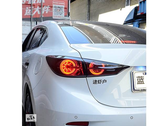 Фонари Mazda 3 BM седан (13-18) тюнинг LED оптика (черные) V2 - Фото 2
