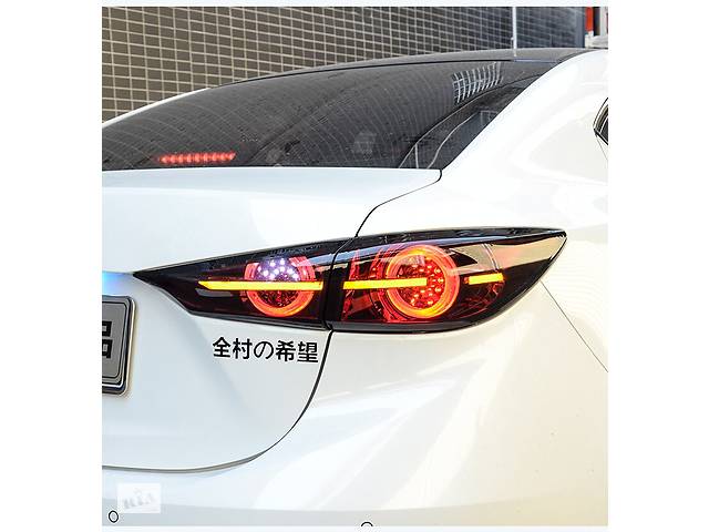 Фонари Mazda 3 BM седан (13-18) тюнинг LED оптика (черные) V2 - Фото 3