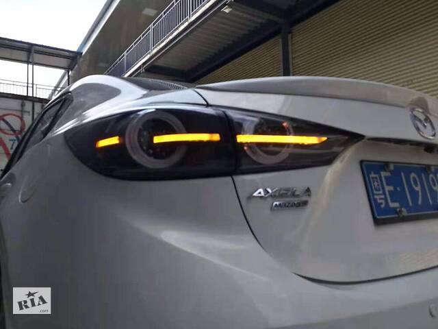 Фонари Mazda 3 BM седан (13-18) тюнинг LED оптика (черные) V2 - Фото 4