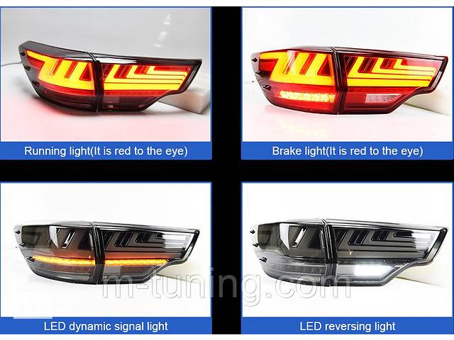 Фонари Toyota Highlander 50 тюнинг LED оптика (тонированные) - Фото 5