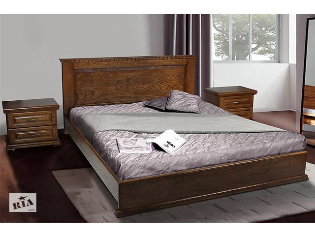 Кровать двухспальная из натурального дерева (Дуб, Орех) Микс Мебель Элит (спальное место ШхГ - 1600х2000)