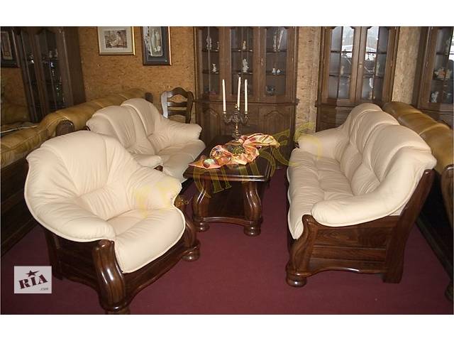 Новий шкіряний диван і два крісла Cabaro II, Шкіряні меблі, комплект, гарнітур