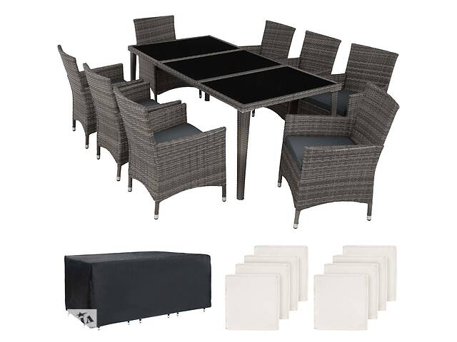 Обідній стіл і стільці Monaco темно-сірий, чорний, коричневый, сірий