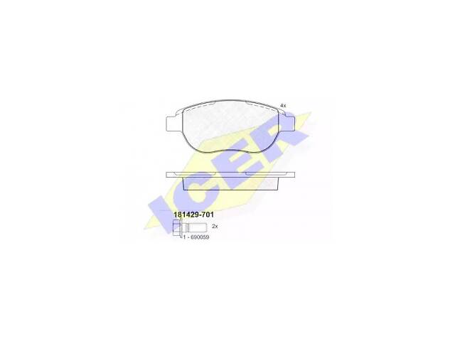 ICER Колодки тормозные (передние) Citroen C4 1.6 THP/VTi 04-/Peugeot 207/307 02- (Bosch) 181429-701