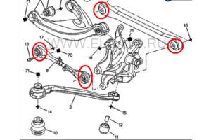 Сайлентблоки в задние поперечные малые рычаги ( тяги ) Пежо 407, 508, Ситроен С5X7, C6.