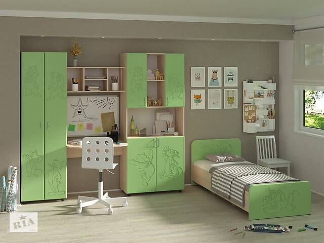 Меблі для дитячої кімнати Сімба (МДФ). Стінка і ліжко в дитячу
