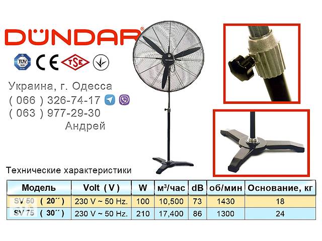 НАПОЛЬНЫЕ И НАСТЕННЫЕ ВЕНТИЛЯТОРЫ DUNDAR серии SV