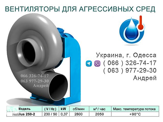 ВЕНТИЛЯТОРЫ ДЛЯ АГРЕССИВНЫХ СРЕД NOTILUS 250-2