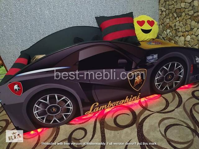 Кровать машина Lamborghini с матрасом, спойлером и подушкой +ПОДАРОК!!! Lamborghini Серия Elite БЕСПЛАТНО ДОСТАВКА!!!!